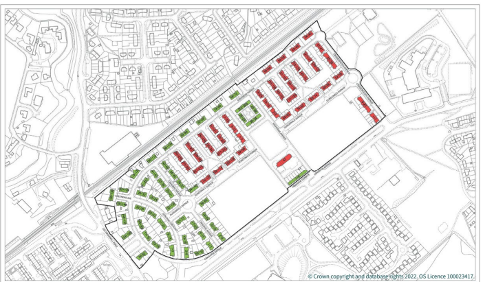 Aerial view of plans for the Regeneration and Renewal Programme in Howwood.