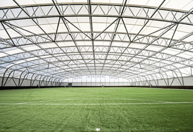 A large indoor football field