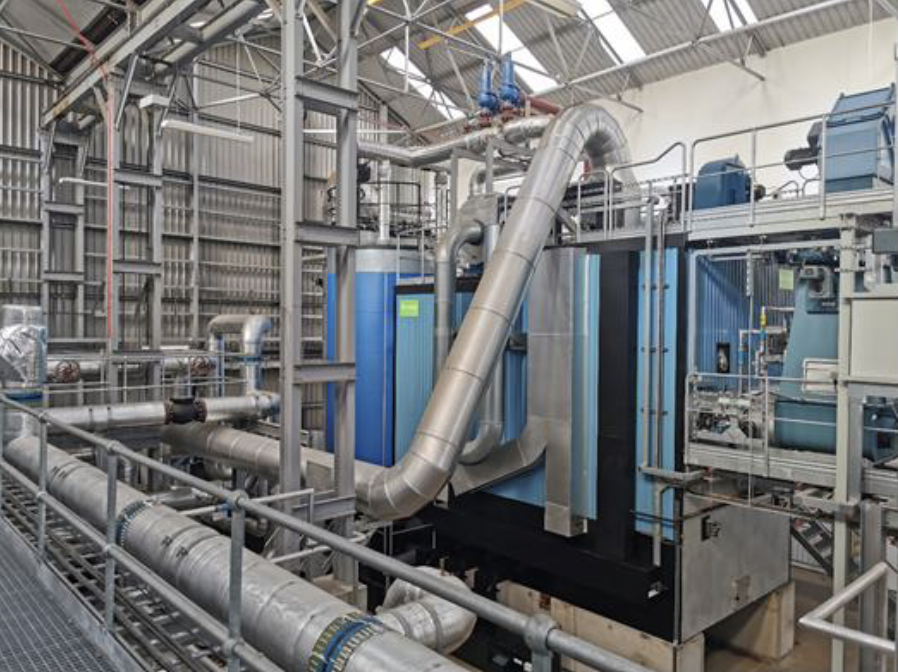 A large machine in the energy centre of the St Andrews biomass heat network
