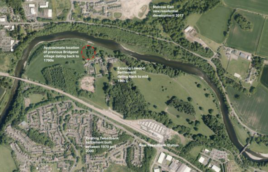 An aerial view of Tweedbank's potential project area.