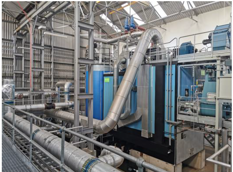 A large machine in the energy centre of the St Andrews biomass heat network