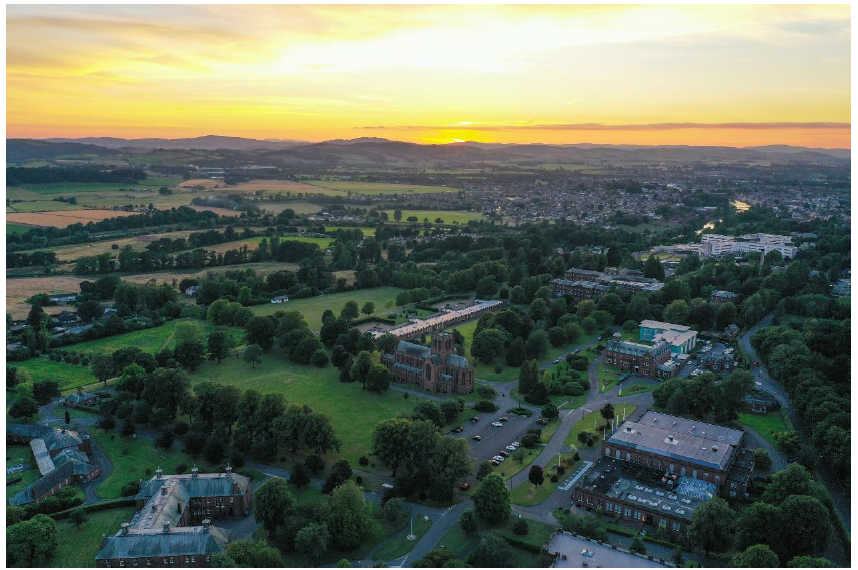 An aerial view of Crichton Trust Estate.
