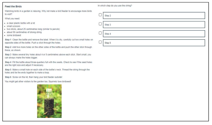 An English example of a P4 Finding and using information item.