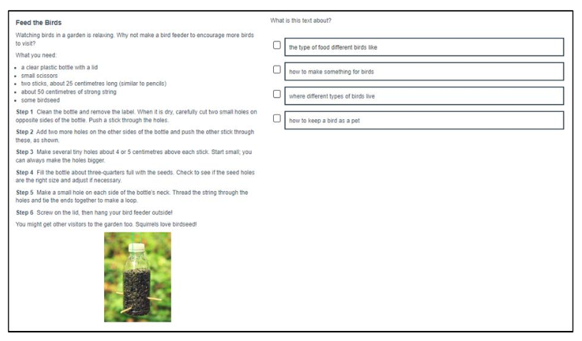 An English example of a P4 Understanding, analysing and evaluating item.
