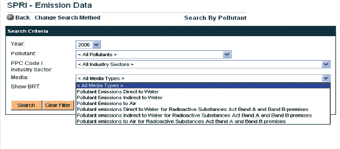 Figure 3.14 Sample of SPRI web page screen