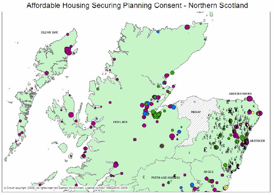 Map 2: Contribution Towards Affordable Housing - NORTHERN SCOTLAND
