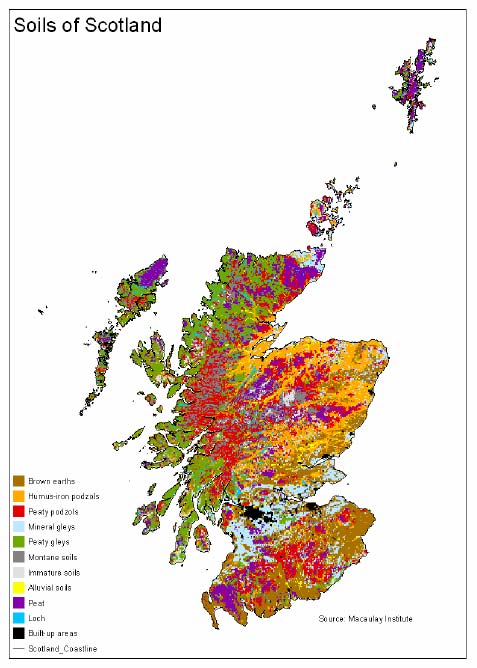 Figure 3.1 The soils of Scotland (MLURI) 