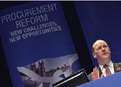 John Swinney, Cabinet Secretary of Finance and Sustainable Growth addresses a conference on Public Procurement.
