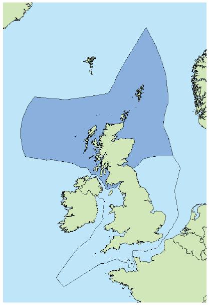 Figure 5.1 UK Continental Shelf and Scottish Boundary