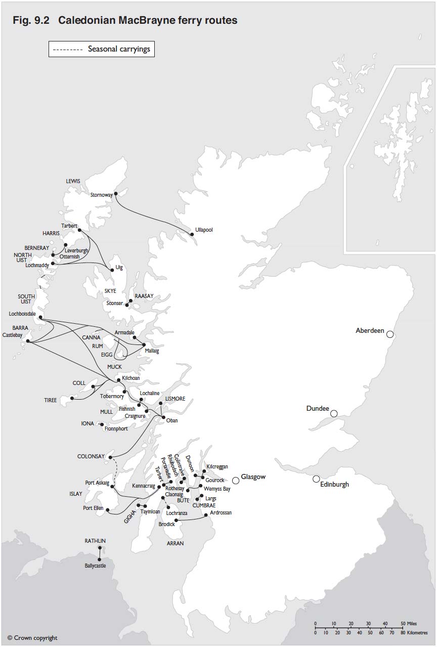 Figure 9.2 Caledonian MacBrayne ferry routes