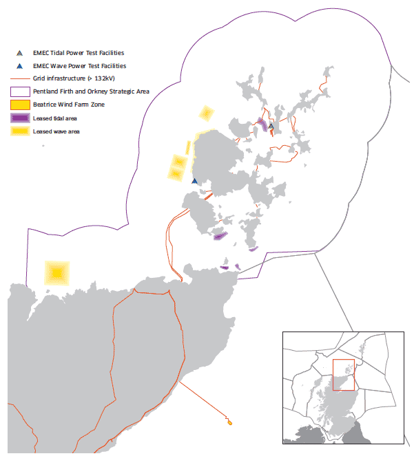 Pentland Firth and Orkney waters wave and tidal development areas