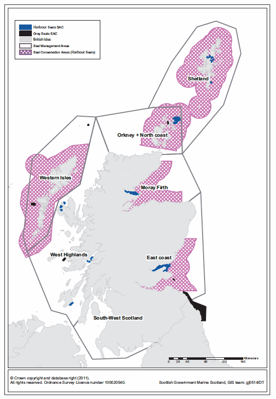 Boundaries of seal management areas and harbour seal conservation areas