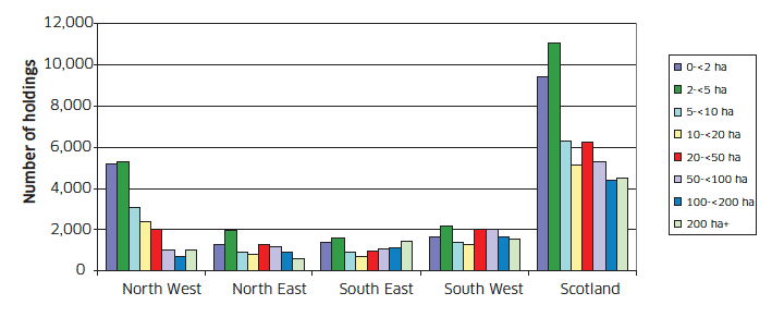 Chart C5: Number of holdings by region and holding size, June 2010