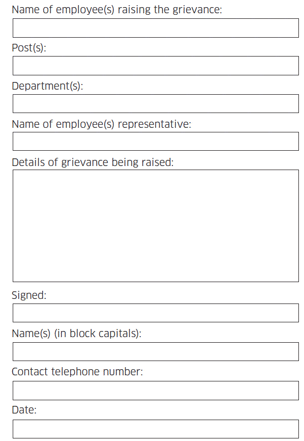 Annex A: Grievance Notification Form
