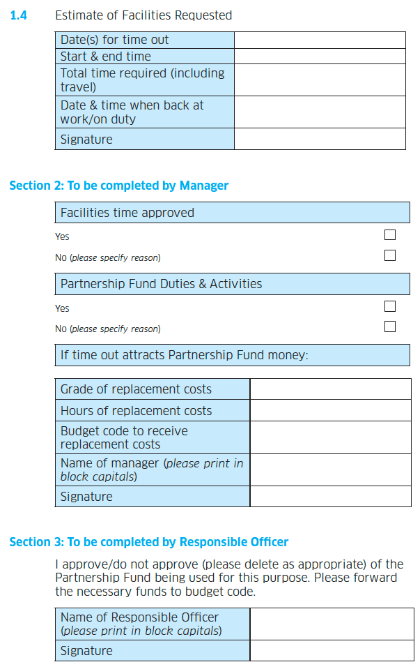 Facilities Time Request and Monitoring Form