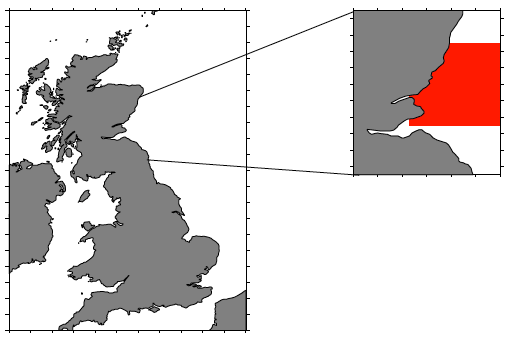 Figure 1: The study area (marked in red) located in the Firth of Forth in the east coast of Scotland (United Kingdom).
