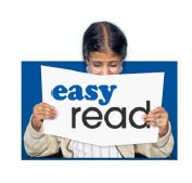 Girl holding up a sign that reads easy read