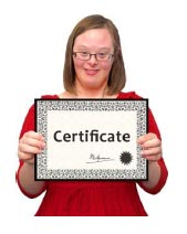 Girl holding up a certificate