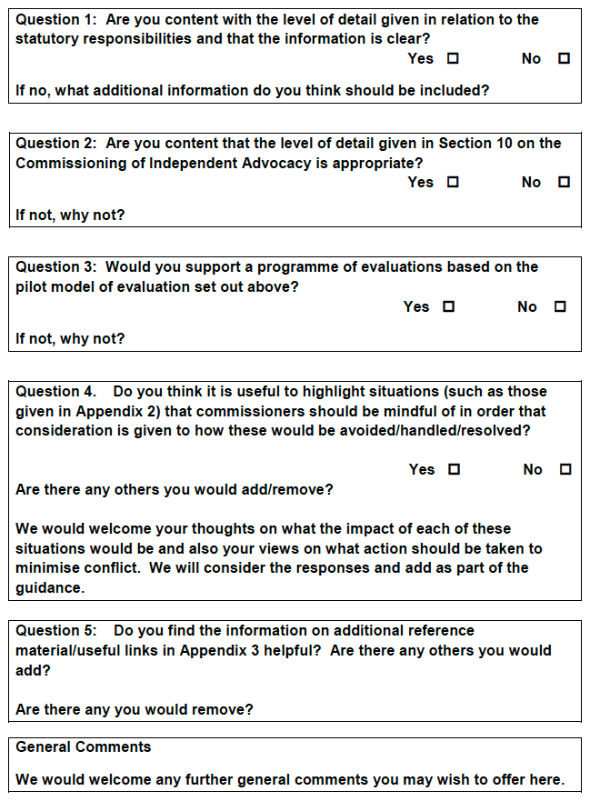 Consultation Questions