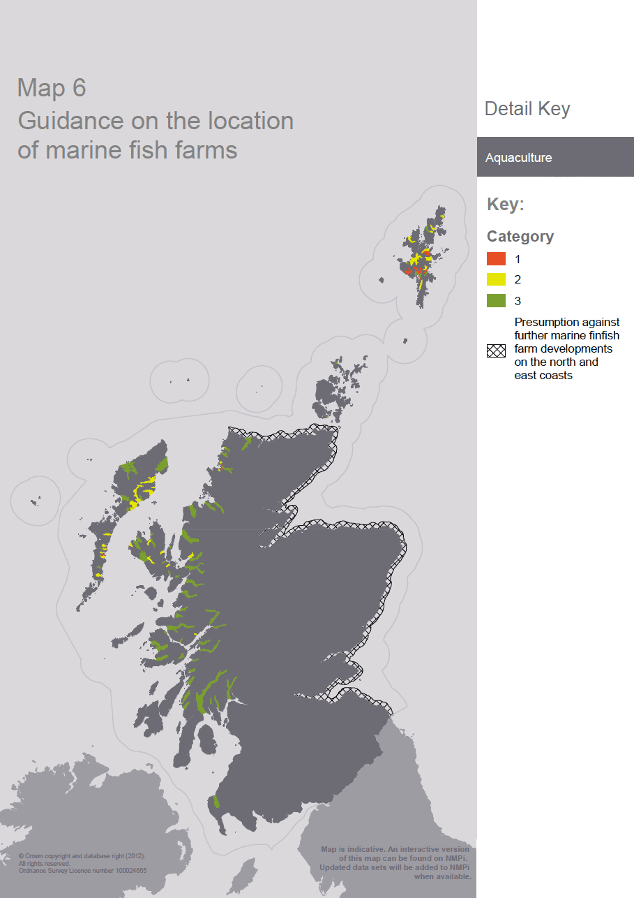Map 6 Guidance on the location of marine fish farms