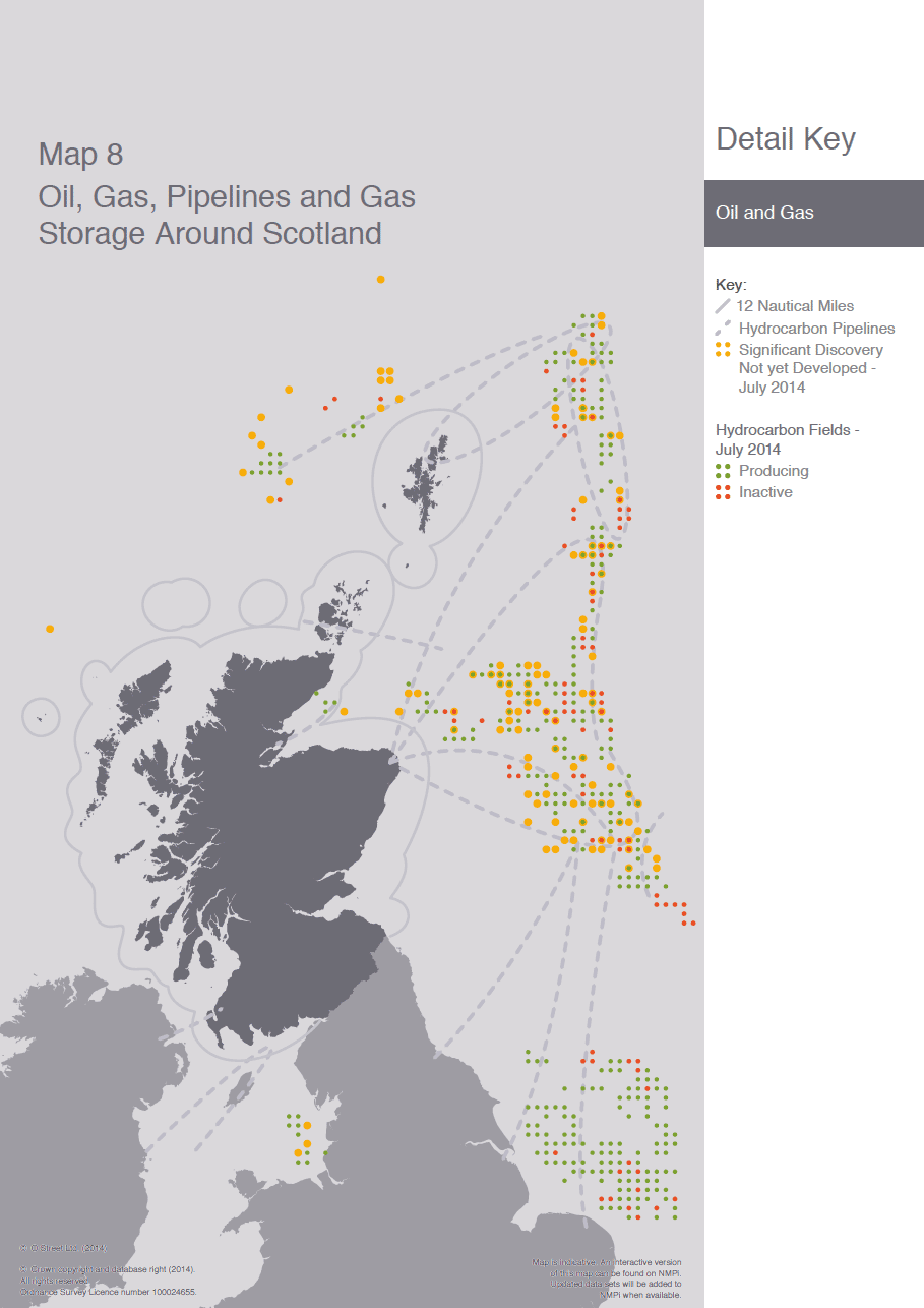 Map 8 Oil, Gas, Pipelines and Gas Storage Around Scotland