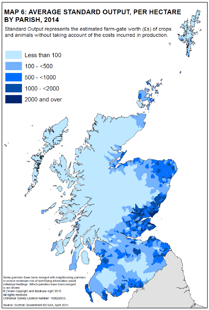 Map 6: Average Standard Output, per Hectare by Parish, 2014