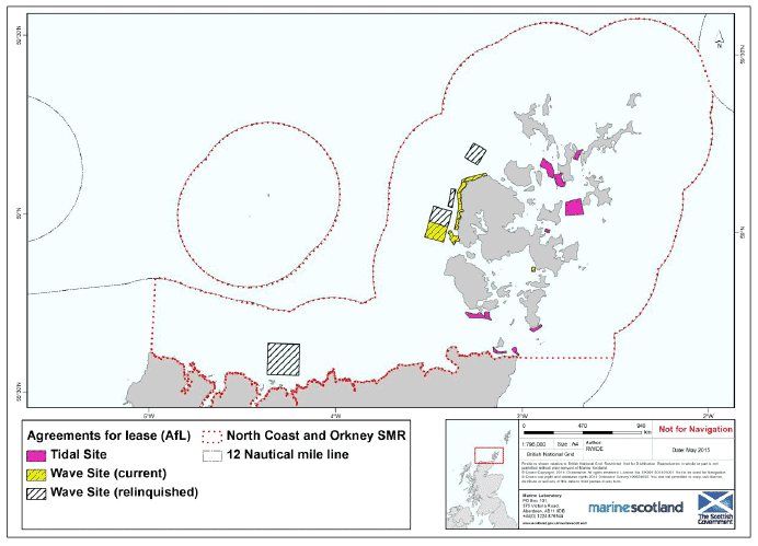 Figure 2: Agreement for lease sites for wave and tidal energy developments in the PFOW area