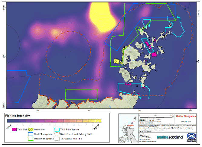 Figure 30: Fishing intensity (VMS) for the demersal (whitefish) fishery around the PFOW area
