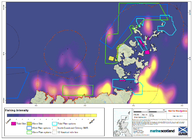 Figure 33: Fishing intensity (VMS) for the scallop fishery around the PFOW area