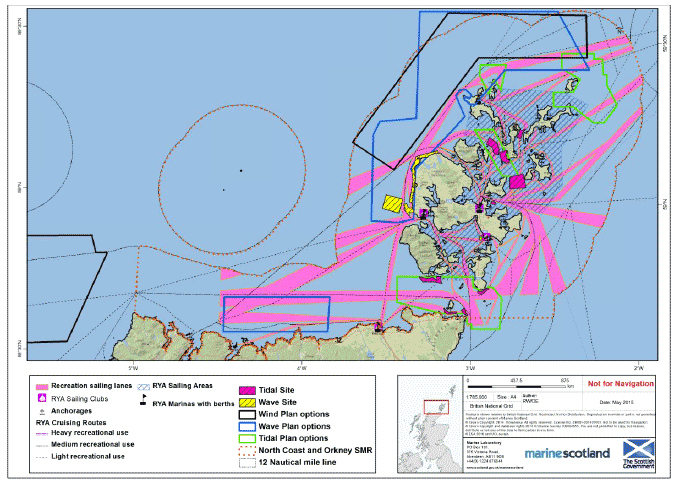 Figure 47: Location and extent of recreational sailing in the PFOW area