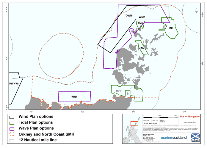 Figure 9 Offshore Wind, Wave and Tidal Energy Plan Options - North Region