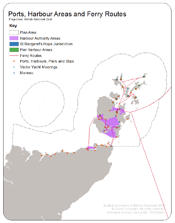 Figure 15 Ferry routes in the PFOW Area