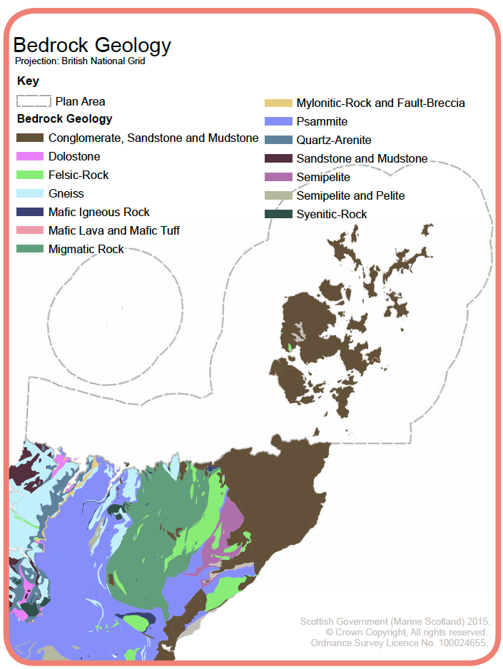 Map 7: Bedrock geology of the Pentland Firth and Orkney Waters area.