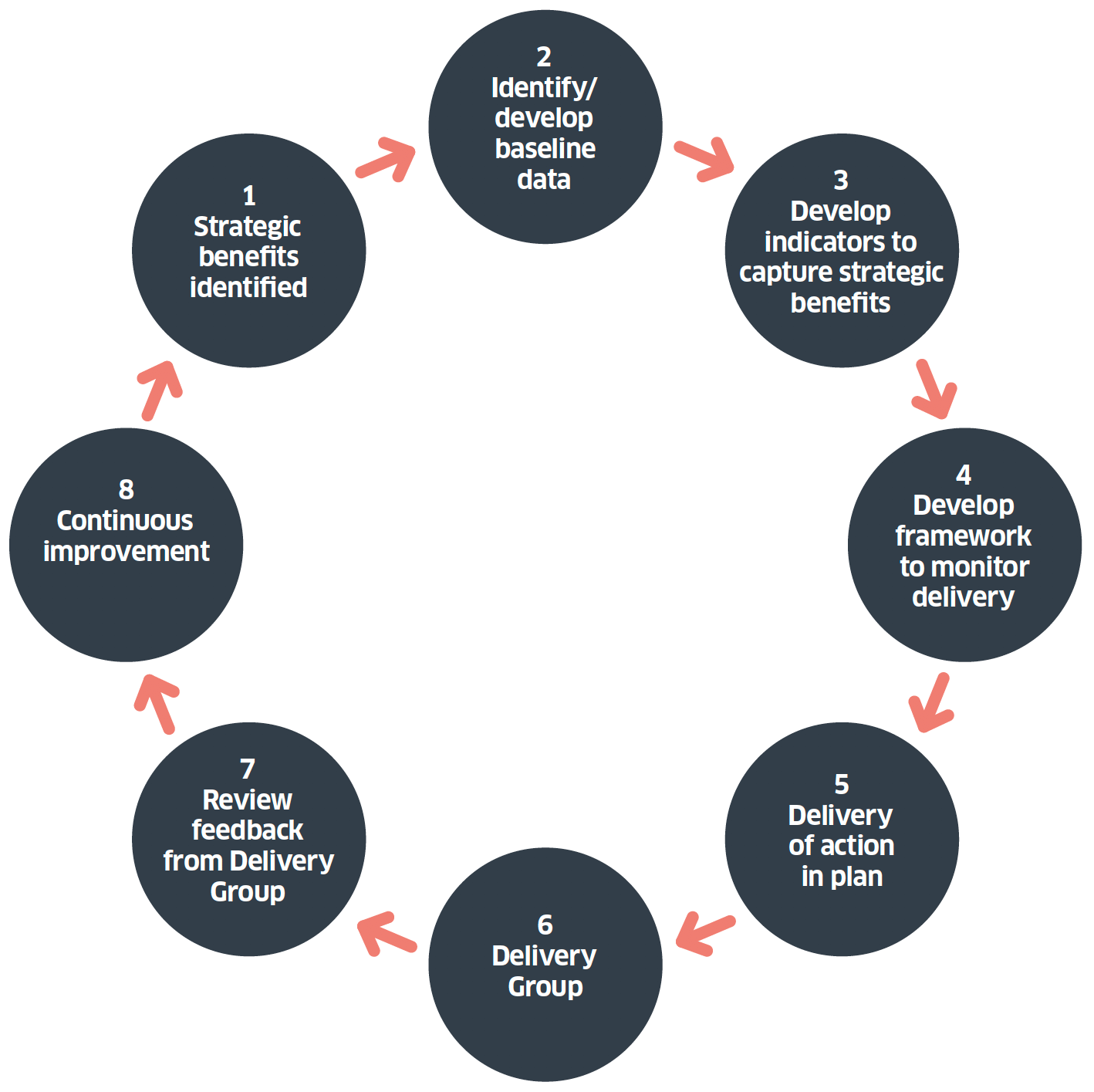 Diagram: Key process that will be applied to the implementation and delivery of each action