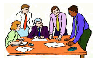 group of people in an office setting having a meeting