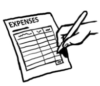 A hand with a pen filling in an expenses form