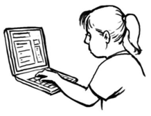 A woman looking at a website on a computer