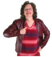 A woman doing a thumbs up.