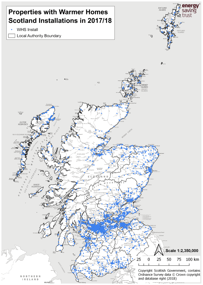 Figure 6 - Map of Warmworks Installations in 2017/18