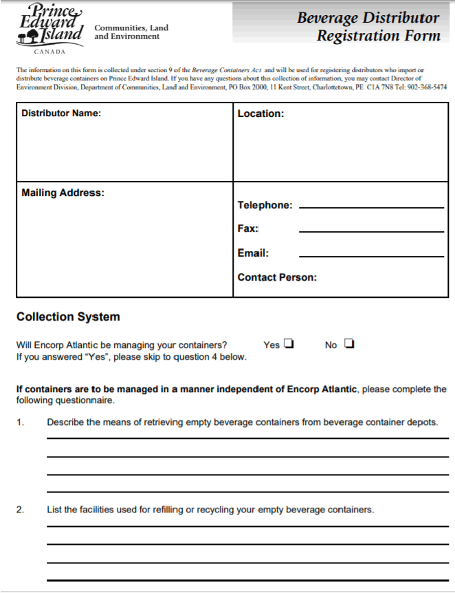 Example 5: Beverage Distributer Registration Form - part 1