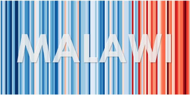 Image 7.4. #ShowYourStripes – Temperature change in Malawi from 1901-2018 (Ed Hawkins)
