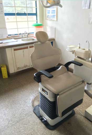 One of the refurbished dental chairs at the Dental Clinic at Kamuzu Central Hospital, Lilongwe, Malawi, donated by NHS Greater Glasgow and Clyde to support the MaDent project.