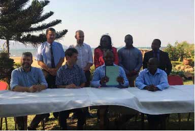 Signing of Memorandum of Understanding between the four companies from Scotland, Norway, Kenya and Malawi involved in the Lake Malawi Aquaculture premises, Aquaculture initiative, at their Lake Malawi premises.