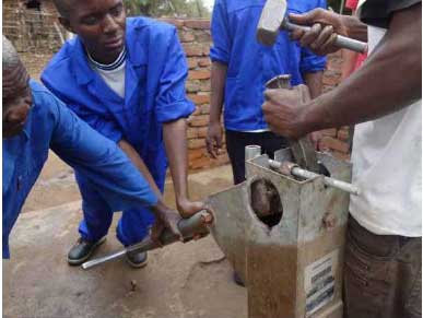 Borehole management in Malawi, as part of the Climate Justice Fund Water Futures Programme
