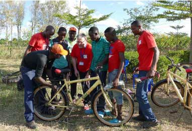 Chris Faldon, NHS Borders and Logie Legacy, with St Francis Hospital, Katete, Zambia staff - the Zambikes for TB treatment volunteers.