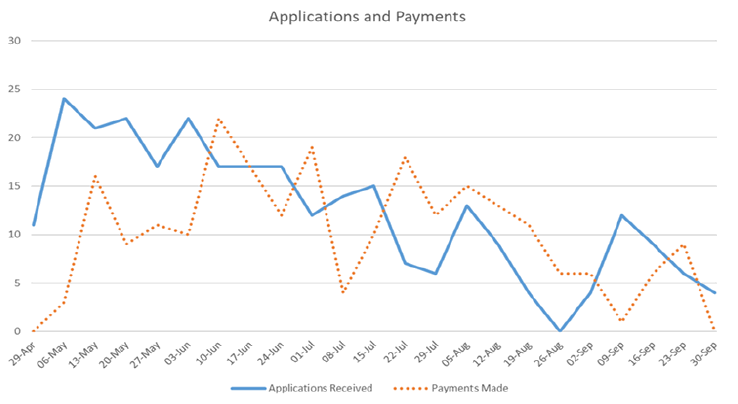 The pattern of applications and payments graph