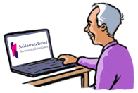 A man looking at the Social Security Scotland website on a laptop