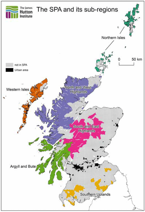Figure 10: Sparsely Populated Areas of Scotland and its sub-regions