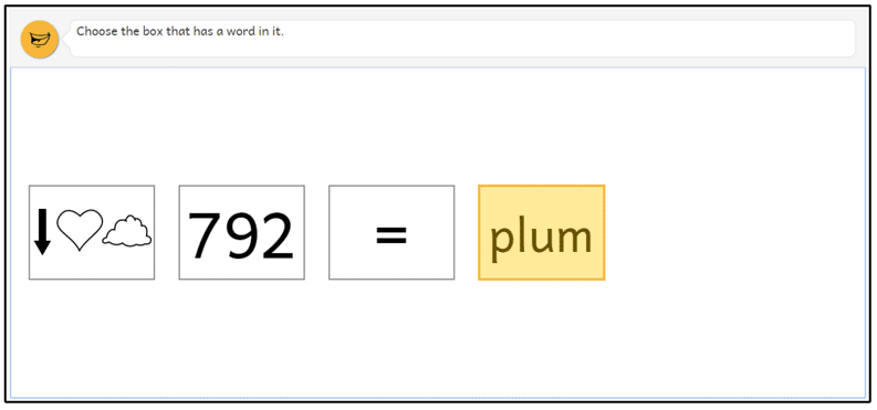 Figure 11: Example of a P1 Tools for reading question, 'Select the word'