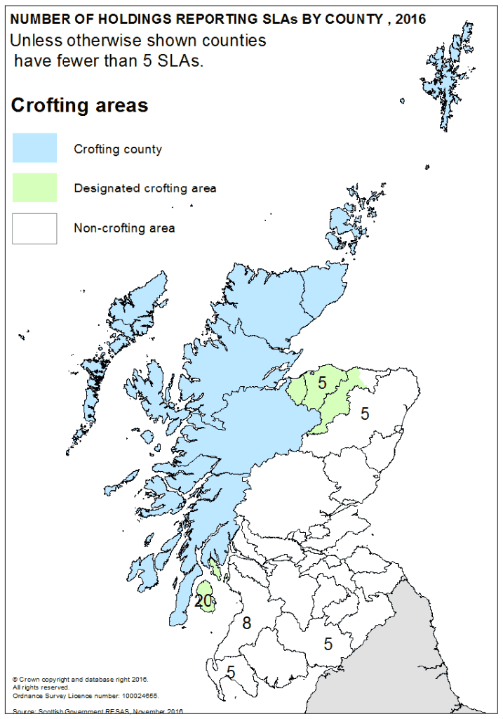 Map of location of Small Landholdings in Scotland (2016) Map of location of Small Landholdings in Scotland (2016)